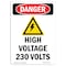 Signmission Safety Sign, OSHA Danger, 10" Height, High Voltage 230 Volts, Portrait OS-DS-D-710-V-2197 - alternate 1